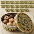 LOVENSPIRE Meenakari Stainless Steel Storage Box with Lid (1 Kg) Decorative Round Indian Food Container for Sweets, Kitchen Items & Return Gift Favors Pack of 20 by LOVENSPIRE
