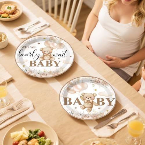 Cocomigo 294pcs Bear Baby Shower Decorations for Girls, Serves 25 - Image 5