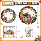 Funnymoom 250 Pcs Pumpkin Fall Paper Plates and Napkins Cups Serves 50 - Image 3
