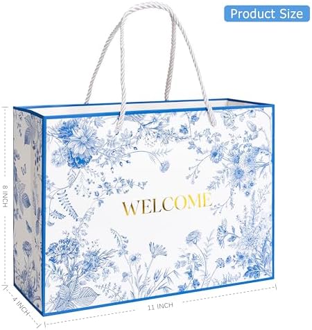 Crisky 25 Pack Wedding Welcome Bags for Guests, Hotel Blue Floral Welcome Gift Bags for Bridal Shower, Birthday Baby Shower - Image 2
