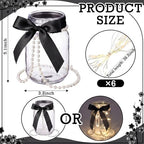 6 Sets Mason Jars Centerpieces with Light for Table, Black Bow - Image 2