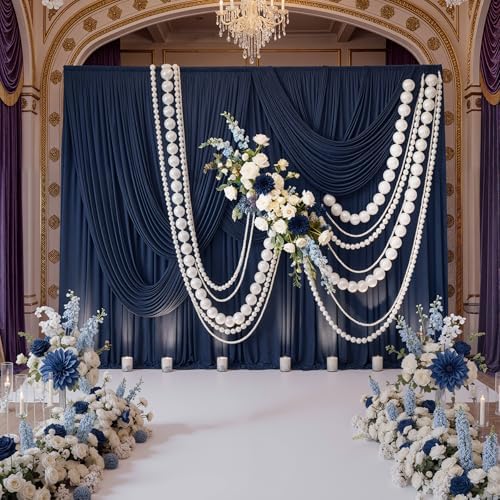 10ft x 8ft Wrinkle Free Navy Blue Backdrop Curtains for Parties, Thick Fabric Photo Backdrop Drapes for Weddings Photography Birthday Party Backgrpund Decor - Image 3