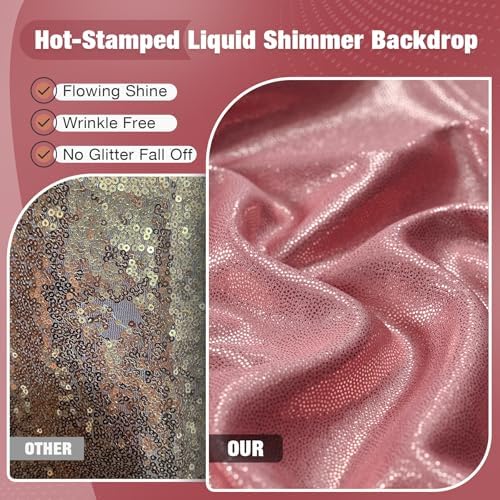 20x10FT Rose Gold Sequin Backdrop Curtain for Party - 4 Panels 5x10FT Wrinkle-Free Shimmer Drapes for Birthday, Wedding, Christmas, Decorations & Photography - Image 2