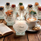 Wedding Favor guest Bulk, Set of Heart Glass Candle Party with custom sticker and dried flowers for guest in Bridal Party, Baby shower gifts (Heart Glass, Set of 30) - Image 5