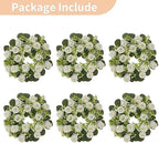 NUPTIO Flower Candle Rings for Centerpieces: 13.4 Inch Artificial Rose Wreath for Wedding Party Christmas Decorations - White Wreaths for Spring Summer Front Door Porch Table Decor 6 Pcs - Image 6