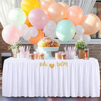 White Polyester Table Clothes for 8 Foot Rectangle Tables, Wrinkle Free Fitted Table Cover 8ft Stretch Tablecloths with Skirt for Parties Weddings Birthday Banquet Baby Shower - Image 3