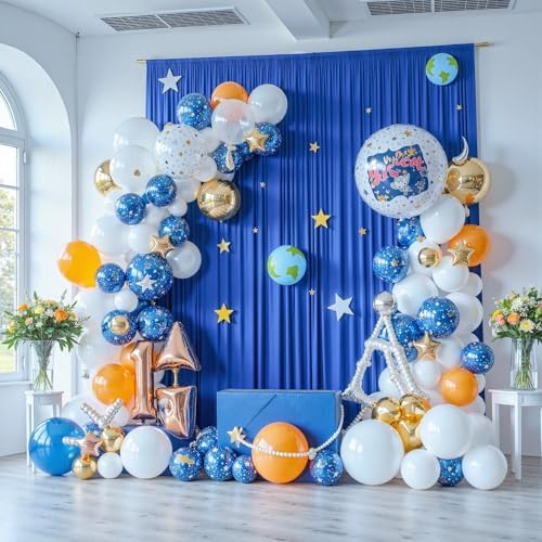 20ft x 12ft Wrinkle Free Royal Blue Backdrop Curtains for Parties, Royal Blue Photo Backdrop Drapes 12FT Long Silky Back Drop Cloth for Wedding Birthday Photography Background Decor - Image 7