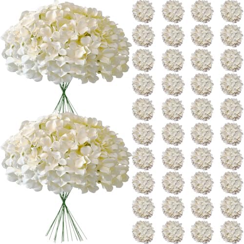 65Pcs Champagne Hydrangea Artificial Flowers Bulk,Realistic Silk Fake Flowers with Stems,Faux Hydrangea Flowers for Wedding Home Decor Centerpieces Living Room Garden Party Baby Shower Decor by Cherica