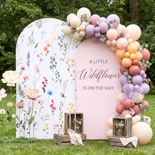 Mindsoft 2 Pcs Wildflower Arch Cover Backdrop, Pink by Mindsoft