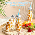 Yungyan 30 Pcs Cookies Themed Plastic Milk Bottles with Straws and Lids Clear 8 oz Mini Juice Bottles with Cap Small Dairy Jar and 450 Cookie Sticker Labels Tiny Drink Container for Birthday Party - Image 6