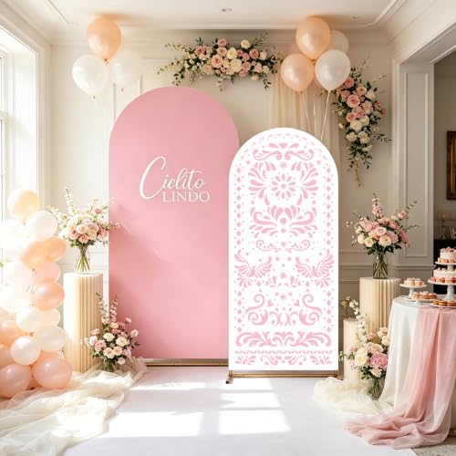 Pink Cielito Lindo Arch Backdrop Cover, HYMENEX 6ft and 7.2ft Mexican Arch Backdrop Cover for Cielito Lindo Party Decorations Mexican Talavera Wedding Bridal Baby Shower Party Supplies - Image 5