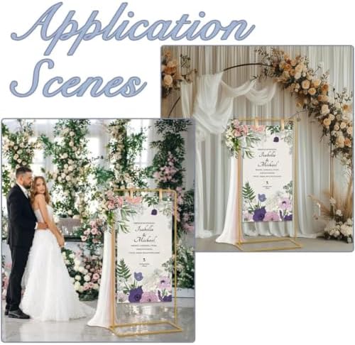 DICOSMETIC 1Set Wedding Welcome Sign Stand Adjustable Wedding Sign Holder Golden Easel Stand with 2Pcs Hanging Straps Weddings Seating Chart Stands for Party Baby Shower Ceremony Decoration - Image 5