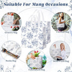 Abbylike 30 Pcs Blue Floral Gift Bags Reusable Large Tote with Handle - Image 6