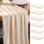 Goodluck 6 Pack 10Ft Ivory Cheesecloth Table Runner 35x120 Inch Boho Gauze Table Runner for Wedding Reception, Bridal Shower, Birthday Party, Rustic Decor, Tables, Chairs & Wedding Arches by GoodLuck