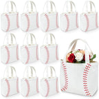 12 Pcs Baseball Bag Baseball Canvas Tote Bag Kids Tote Double Sided Beach Handbag with Handles for Sports Party Favor Travel Shopping Birthday Community Events by SilTriangle