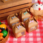 Maitys 36 Pcs Chicken Birthday Party Favor Boxes Farm Animal Foldable Chicken Box with Raffia Grass Bow Paper Treat Goodie Boxes for Adopt Chick Party Birthday, 3.94'' X 3.35'' X 3.15'', Classic - Image 2