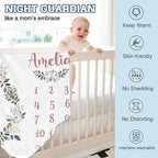 Custom Name Baby Milestone Blanket - Baby Milestone Monthly Blanket with Double Sided for Boy Girl Baby Photography Props - Pink Cat Print Gifts for Kids Infant - Image 6