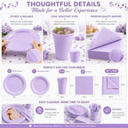Tinybee 352 Pcs Lilac Plastic Plates, Disposable Dinnerware Set for 50 - Image 3