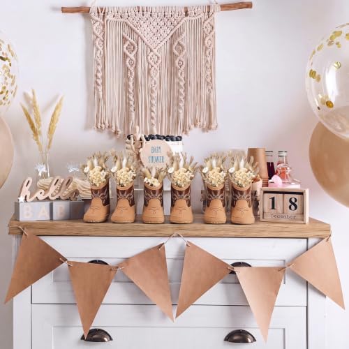 Mifoci 3 Set Cowboy Boot Vase Table Centerpiece, Reed Grass, Light Brown - Image 3
