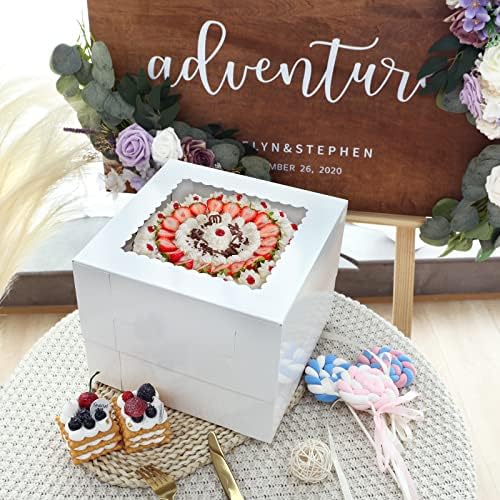 Moretoes 20pcs Cake Boxes, 10x10x8 Inches Tall Bakery Boxes with Window - Image 5