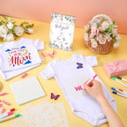 Panitay 126 Pcs Baby Shower DIY Bodysuit Set Bib 25 Blank White Newborn Bodysuit 25 Stencils 24 Marker 1 Sign 50 Pins(Butterfly) - Image 2