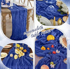 20 Packs Cheesecloth Table Runner 10FT Long Boho Gauze Fabric Table Runner Vintage Rustic Sheer Runners for Wedding Party Bridal Baby Shower Table Decorations (Royal Blue) - Image 5