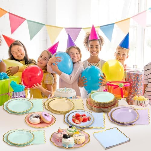 216 Pcs 72 Guests Pastel Plates and Napkins Party Supplies - Image 6