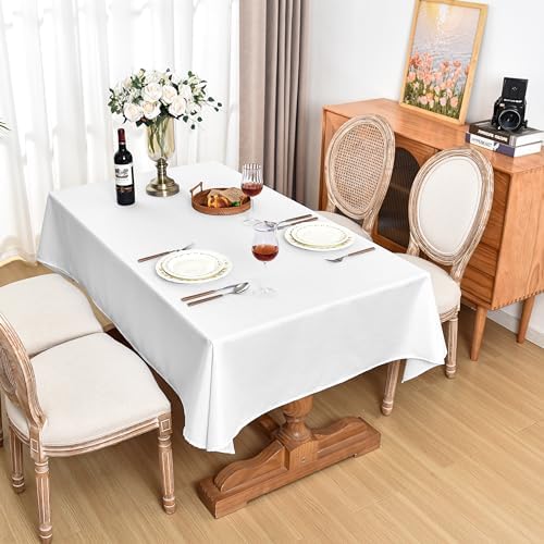 Fitable 2 Pack White Faux Linen Tablecloths Rectangle 54x108 Inch - Image 7