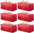 6 Packs Red Table Clothes for 6 Foot Rectangle Tables, Wrinkle Resistant Stretch Spandex Table Covers Fitted Tablecloth with Skirt for Valentines Wedding Birthday Party Event Banquet by PartyTalk