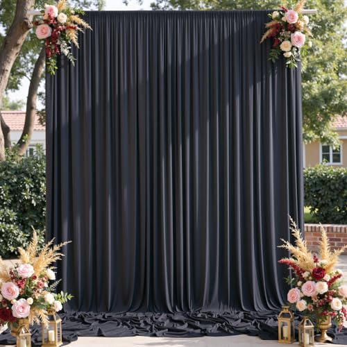 gogoparti 30x15 ft Black Backdrop Curtain for Weddings & Parties - 6-Panel Wrinkle-Free Polyester Drape, 15 FT Long for Birthday, Baby Shower, Halloween Photography Background - Image 6