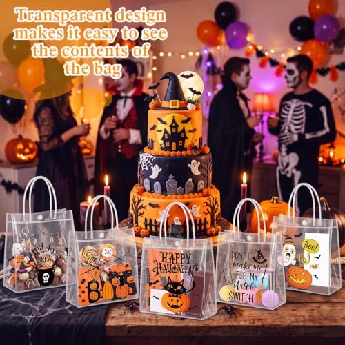 Canchiing 30 Pcs Halloween Clear Gift Bags Reusable Boo Pumpkin Treat Bags - Image 5