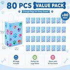 Tenceur 80 Pcs Dog Gift Bags Goodie Paw Puppy Paper Treat Bags Bulk with Handles 10.63 x 4.72 x 7.87 Inch Dog Themed Party Favors Shopping Holiday Kraft(Blue Colorful) - Image 3