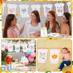 Panitay 126 Pcs Baby Shower DIY Bodysuit Set Bib 25 Blank White Newborn Bodysuit 25 Stencils 24 Marker 1 Sign 50 Pins(Bee) - Image 4
