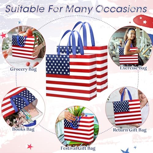 Abbylike 30 Pcs American Flag Gift Bag Patriotic Reusable Non Woven Tote - Image 6