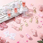 Vesici 20 Set Baby Shower Favors for Guests Acrylic Shot Glasses Gold Bottle Opener Keychains Thank You Tags and Bags for Baby Shower Party Gender Reveal Party Guests Return Gift(Pink Bear) - Image 5