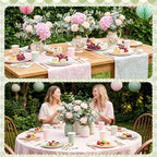 Zhehao 175 Pcs Pink and Green Party Plates Cups Napkins Set - Image 6