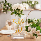Tuanse 40 Pack Gold Acrylic Wedding Table Numbers 1-40 Clear Stand with Calligraphy Holders - 5 x 7 Inch Acrylic Table Signs for Wedding Reception Centerpieces - Image 5