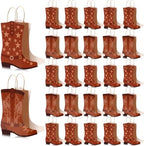 Mooliwe 32 Pcs Cowboy Cowgirl Boots Paper Bags Western Theme Kraft Gift Bag with Handles Candy Goodie Treat Grocery for Favors Wild West Birthday Rodeo Bachelorette Baby Shower Party Supplies (Brown) by Mooliwe