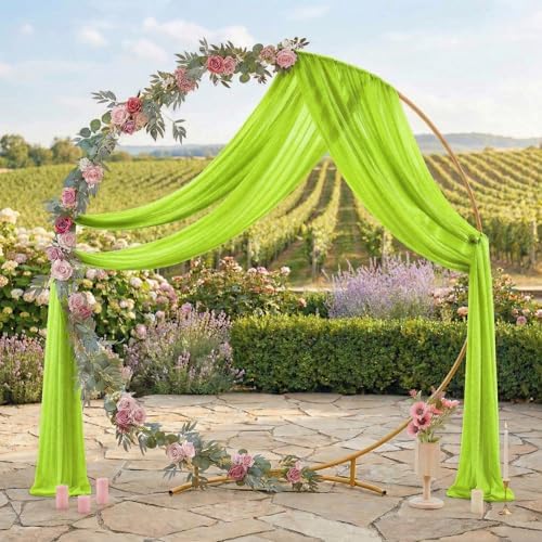 Pack of 2 Wedding Arch Drape Panel Fabric 30" x 100ft - Parrot Green - Image 3