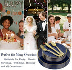 YOUBET 125PCS Navy Blue Plastic Plates for Party Wedding - Image 4