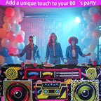 8FT 80s 90s Theme Party Tablecloth, 80s 90s Decorations for Back to 80s 90s Hip Hop Birthday Party - Image 5