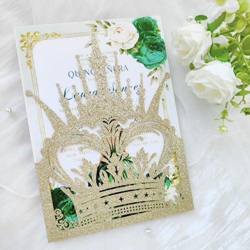 20 sets Laser Cut Crown wedding invitation pockets,Quinceañera Invitations, Sweet 16 Invitations,1 birthday invitations,and etc. - Image 3