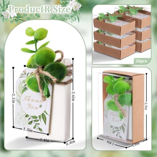50PCS Handmade Soap Wedding Favor Mini Soap Bars Gifts for Bridal Shower Baby Shower Party Favors for Theme Party Decorations with Mini Dried Flowers Thank You Kraft Paper Packaging Box - Image 2