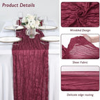 12 Pack Burgundy Red Cheesecloth Table Runner 120 Inch Boho Wedding Decor - Image 3