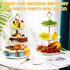 Tatuo 2 Pcs 3 Tier Porcelain Cupcake Stand, Holder Tower, Lace Round Shape - Image 3