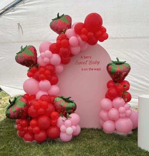 A Berry Sweet Baby is on The Way Arch Backdrop Cover Strawberry Theme Stretchy Arched Stands Covers Girls Birthday Baby Shower Party Decoration(Only Cover) - Image 4