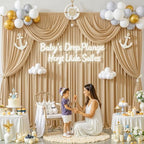 30 ft x 8 ft Thick Champagne Backdrop Curtain for Wedding Parties, 6 Panels 5 ft x 8 ft Wrinkle Free Polyester Champagne Photo Backdrop Drapes, Birthday Party Home Decoration Supplies - Image 4