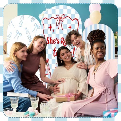 3 Pcs She's Ready to Pop Arch Backdrop Cover 4ft 5ft 6ft Blue and White - Image 7
