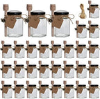 30 Pack 4oz Honey Jars with Black Lids & Bee Pendants by Woaiwo-q