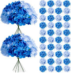 65Pcs Mixed Blue Hydrangea Artificial Flowers Bulk，Realistic Silk Fake Flowers with Stems，Faux Hydrangea Flowers for Wedding Home Decor Centerpieces Living Room Garden Party Baby Shower Decor by Cherica
